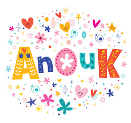 Anouk girls name decorative lettering type design