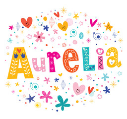 Aurelia girls name decorative lettering type design