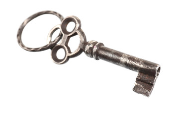 Vintage key isolated on white