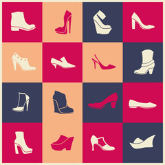 Fototapeta na wymiar flat icons of different kinds of shoes