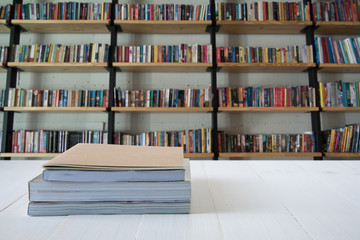 book stack and book shelf background