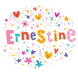 Ernestine female given name decorative lettering type design