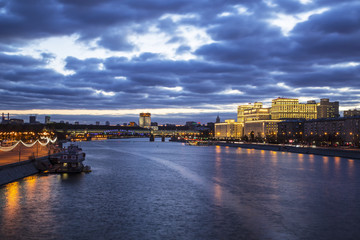 Panorama of Moscow at night, Russia