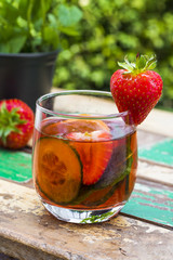 Traditional Pimms cocktail with lemonade