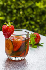 Traditional Pimms cocktail with lemonade