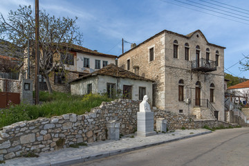 Fototapeta na wymiar Panoramic view with old houses in village of Theologos,Thassos island, East Macedonia and Thrace, Greece 
