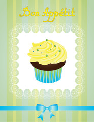  Cupcakes blue and green Bon appetit