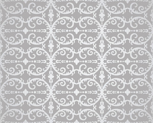 Seamless silver flowers and foliage wallpaper