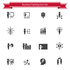 Business training - learning icon set