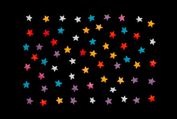 Fototapeta na wymiar Colorful stars isolated on a black background