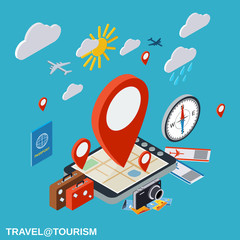Travel, touring, destination, vacation vector concept