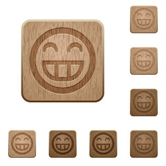 Laughing emoticon wooden buttons