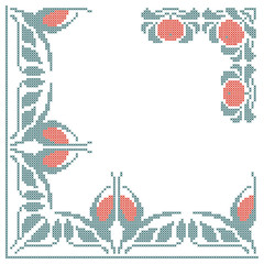 floral cross-stitch embroidery