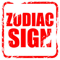zodiac sign, red rubber stamp with grunge edges