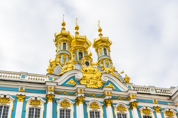 Closeup view on domes and crosses of Catharine Palace