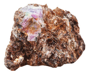 corundum crystal on rock of phlogopite isolated