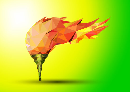 olympic flame Fire. Polygonal geometric