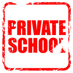 private school, red rubber stamp with grunge edges