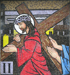 Obraz premium Mosaic - Second Station of the Cross Ballina Ireland
