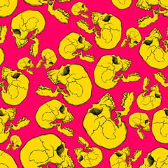 Terrible frightening seamless pattern with skull