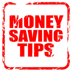 money saving tips, red rubber stamp with grunge edges