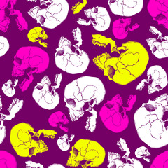 Terrible frightening seamless pattern with skull