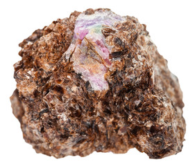 corundum crystal on phlogopite mineral isolated