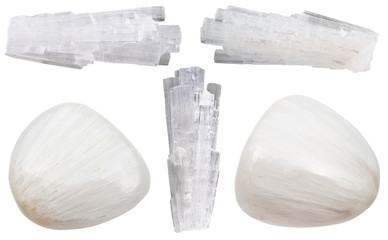 scolecite gemstones and crystals of isolated