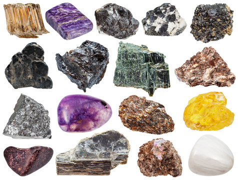mineral stones - sphene, muscovite, knopite, etc