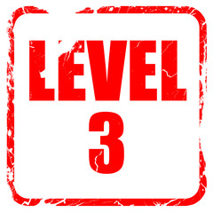 level 3, red rubber stamp with grunge edges