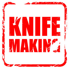 knife making, red rubber stamp with grunge edges