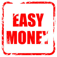 easy money, red rubber stamp with grunge edges