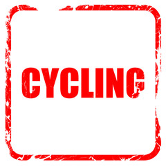 cycling, red rubber stamp with grunge edges
