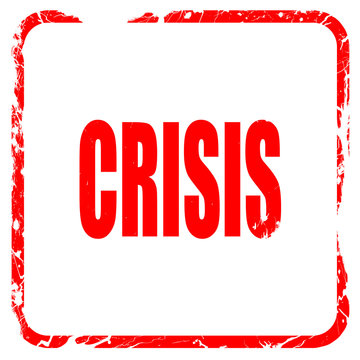 Crisis sign background, red rubber stamp with grunge edges