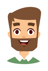 Happy man face vector illustration.
