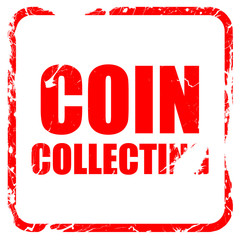 coin collecting, red rubber stamp with grunge edges