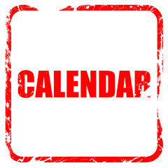 calendar, red rubber stamp with grunge edges