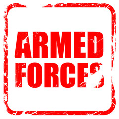 armed forces, red rubber stamp with grunge edges