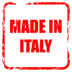 Made in italy, red rubber stamp with grunge edges
