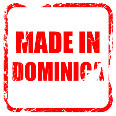 Made in dominica, red rubber stamp with grunge edges