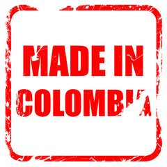 Made in colombia, red rubber stamp with grunge edges