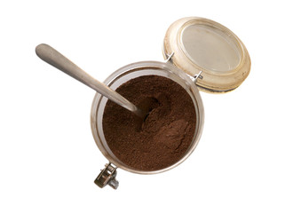Ground coffee in a bowl