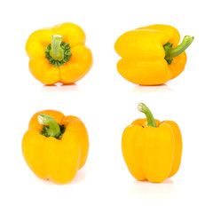 Yellow bell peppers images on white background.