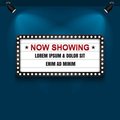 Fototapeta premium Showtime Sign, Theatre cinema Sign, Vector illustration.