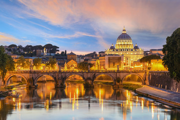 Sunset at Saint Peter Basilica, Rome, Italy