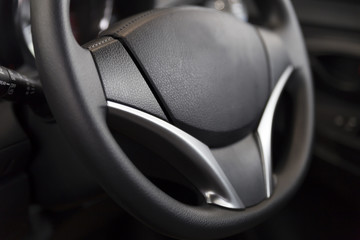 Fototapeta na wymiar steering wheel of new car