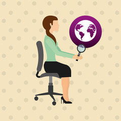 businesswoman and social media design 