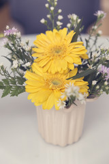 bouquet of blooming yellow gerbera