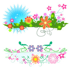 flower vector designs on white isolated,beautiful colorful flower illustration