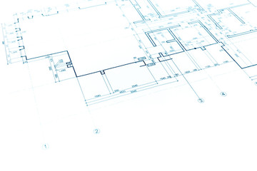 house plan blueprint, technical drawing, part of architectural p
